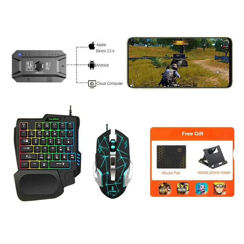 Mobile Controller Adapter – BT 5.0 (6 different sets available) - Set 5 / Gaming Keyboard - 9eight5