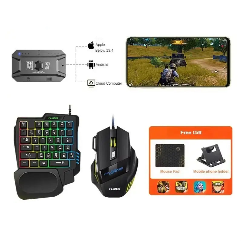 Mobile Controller Adapter – BT 5.0 (6 different sets available) - Set 6 / Gaming Keyboard - 9eight5