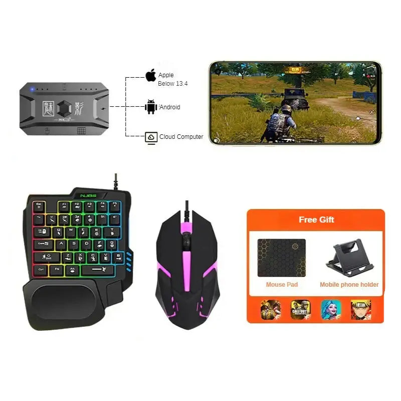 Mobile Controller Adapter – BT 5.0 (6 different sets available) - Set 3 / Gaming Keyboard - 9eight5