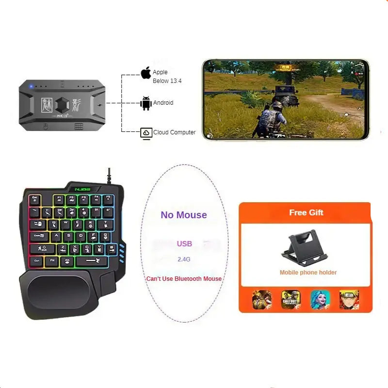 Mobile Controller Adapter – BT 5.0 (6 different sets available) - Set 2 / Gaming Keyboard - 9eight5