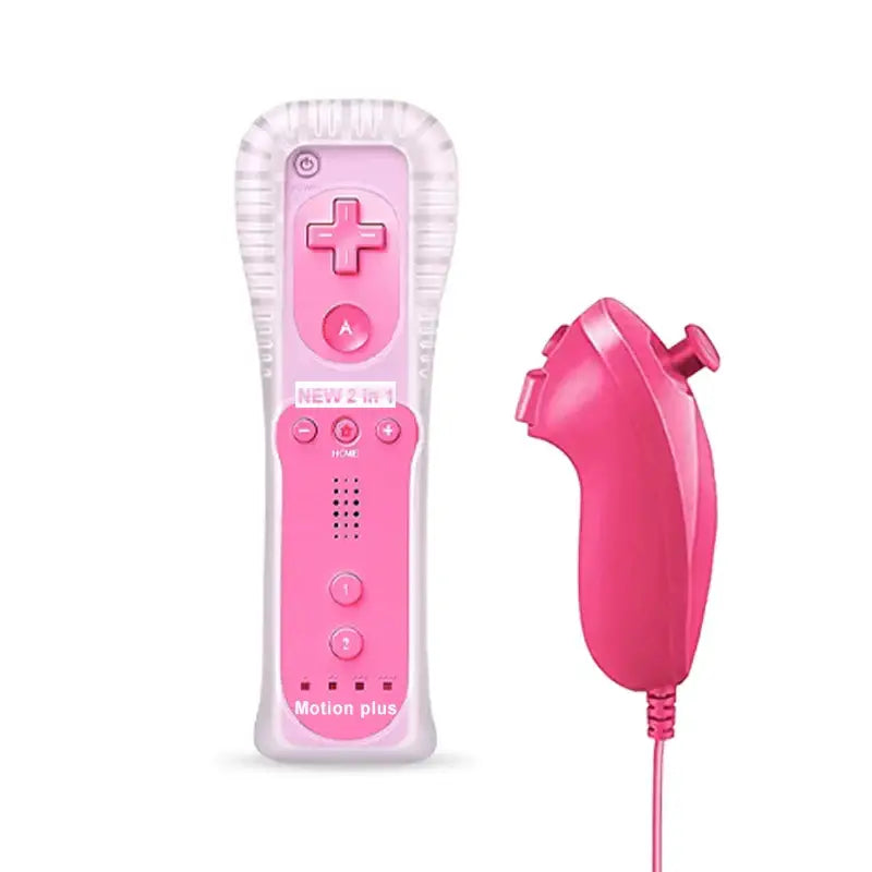 Motion Plus Remote & Nunchuk – Replacement with Silicone Case for Wii/Wii U - 1 set Pink / Controller - 9eight5