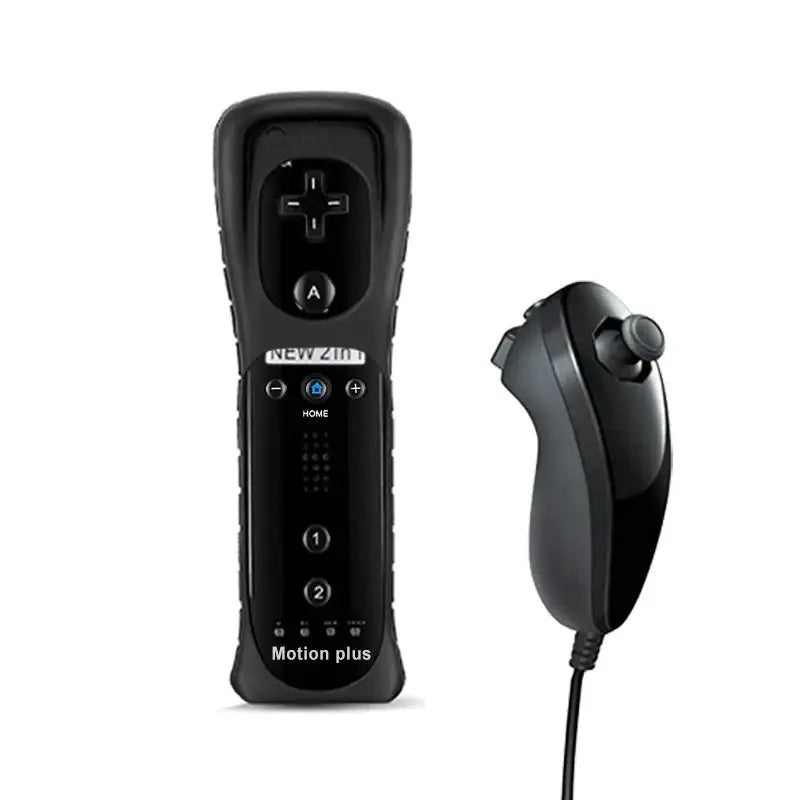 Motion Plus Remote & Nunchuk – Replacement with Silicone Case for Wii/Wii U - 1 set Black / Controller - 9eight5