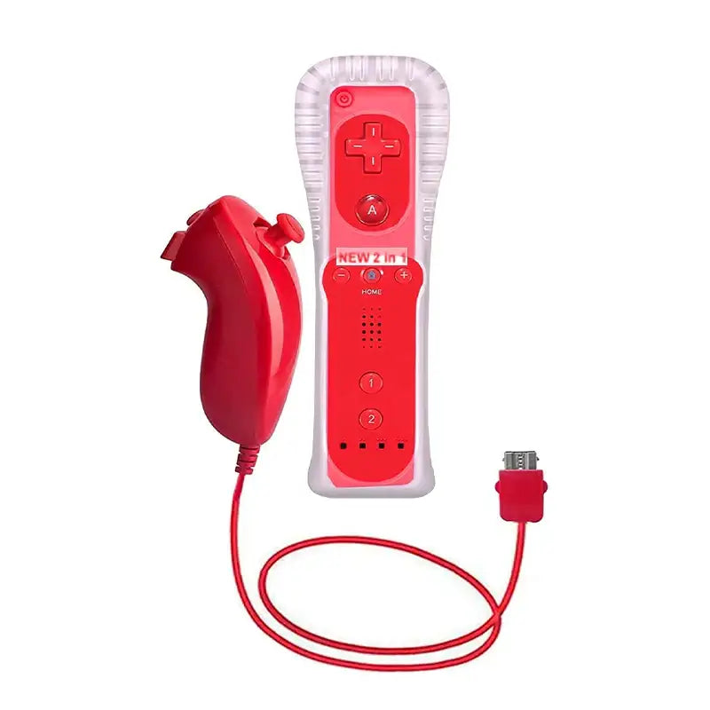 Motion Plus Remote & Nunchuk – Replacement with Silicone Case for Wii/Wii U - 1 Set Red / Controller - 9eight5