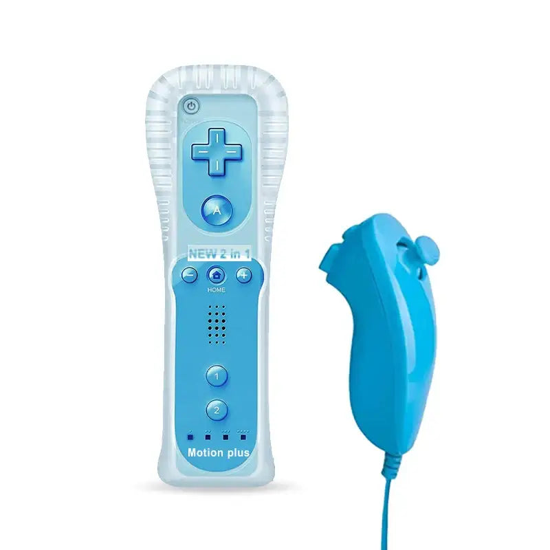 Motion Plus Remote & Nunchuk – Replacement with Silicone Case for Wii/Wii U - 1 set Blue / Controller - 9eight5