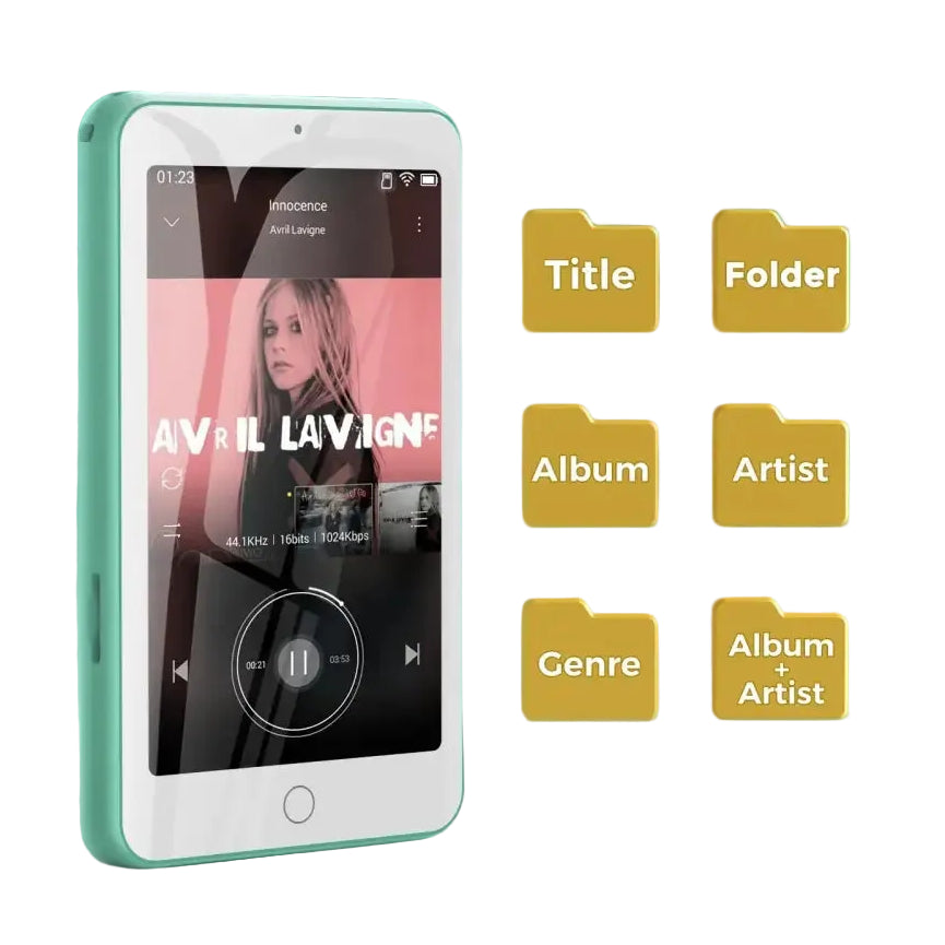 mp3 player bluetooth and wifi MP3/MP4 music player with video speakers FM radio eBooks capacity up to 512 GB - mint