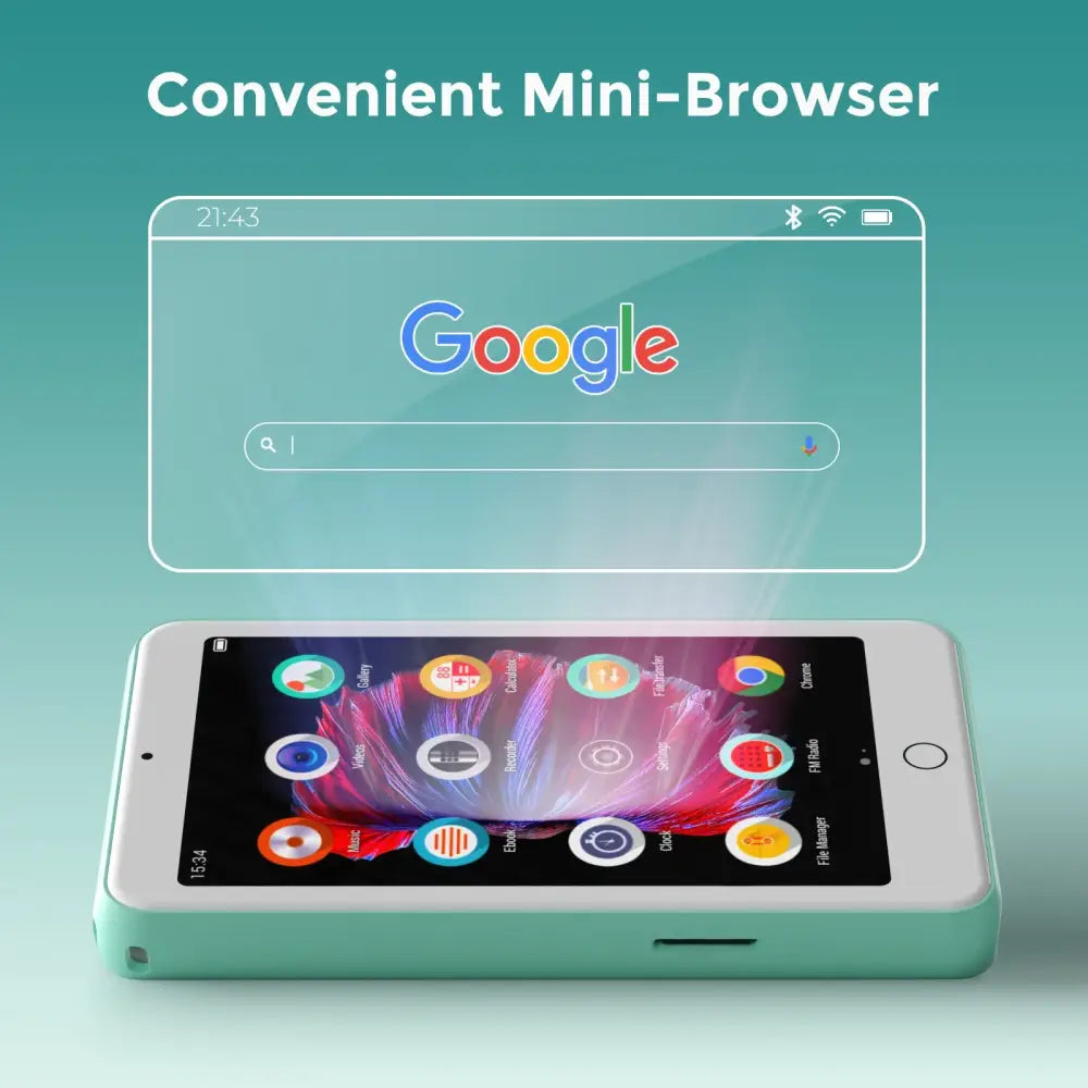 mp3 player bluetooth and wifi MP3/MP4 music player with video speakers FM radio eBooks capacity up to 512 GB - mint