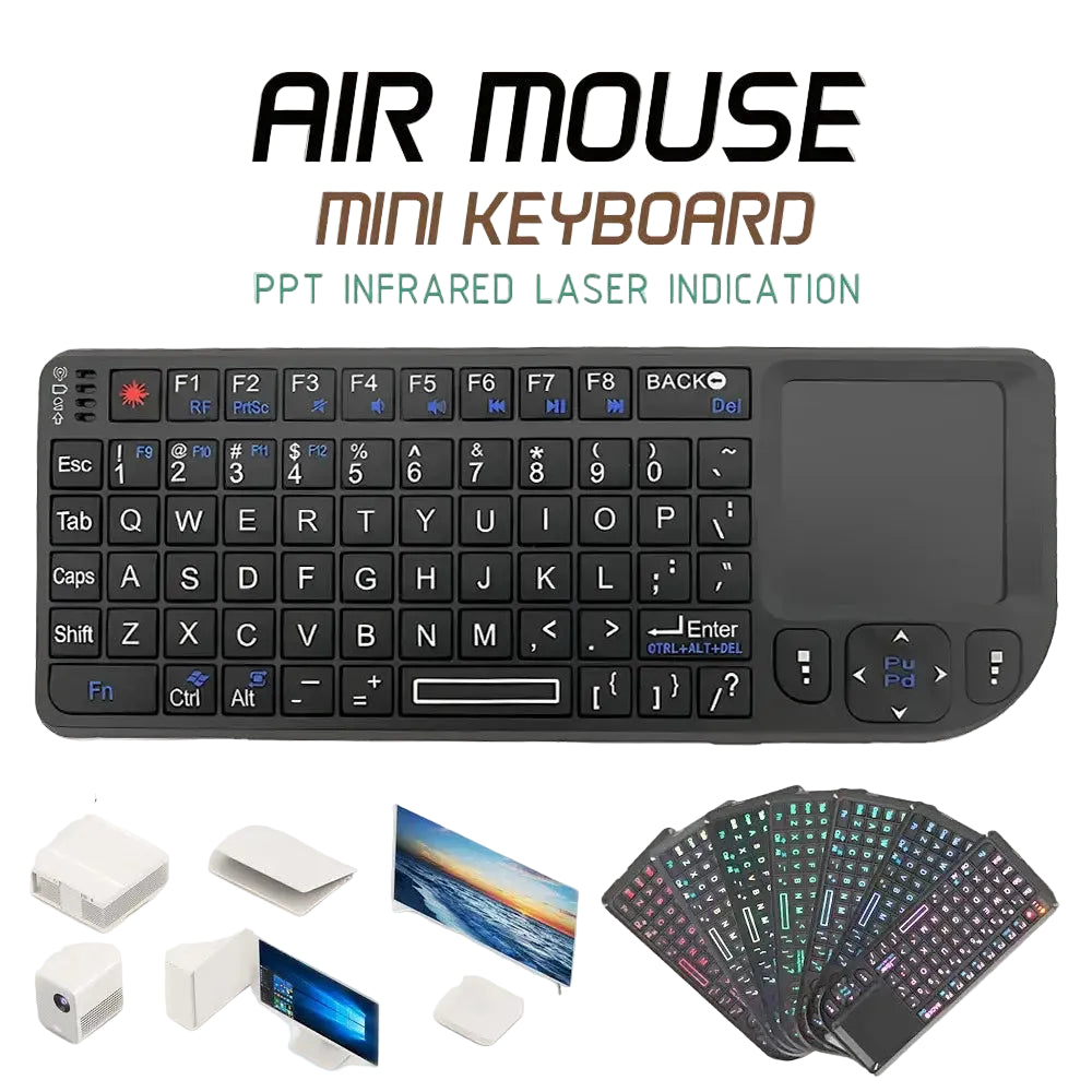 MRSVI A8 Mini Wireless Keyboard 2.4G 7 Color Backlit Touchpad Air Mouse With Infrared Indicator for Android TV Box