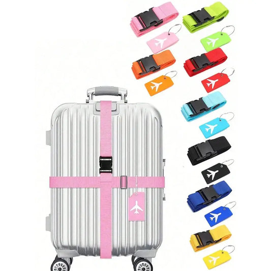 Multi-Colour Luggage Strap Set with Tag (8 colours available) - SS