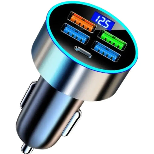 Multi-Port Car Adapter with Voltage Protection - black