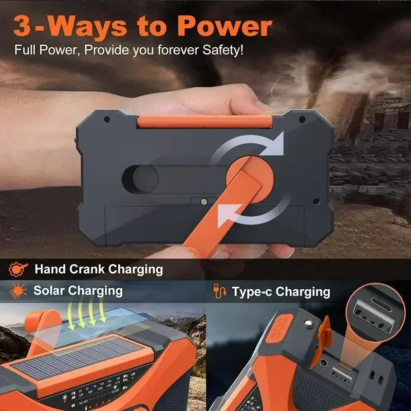 Multifunctional 10000mAh Solar Crank Radio (2 colours available) - SS