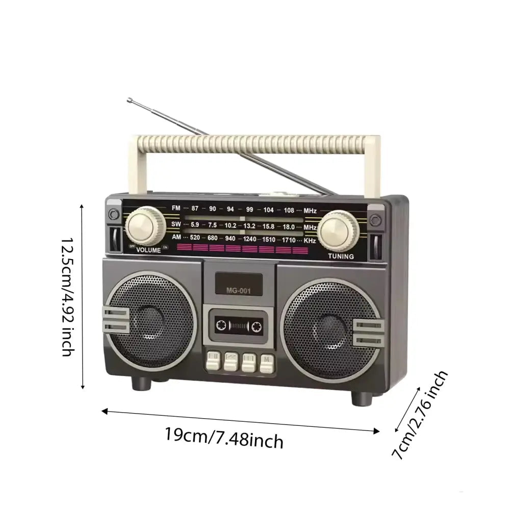 Multifunctional Radio Cassette Player 3W AM/FM Radio for Park Home outside Portable Music Player with Cassette Slot