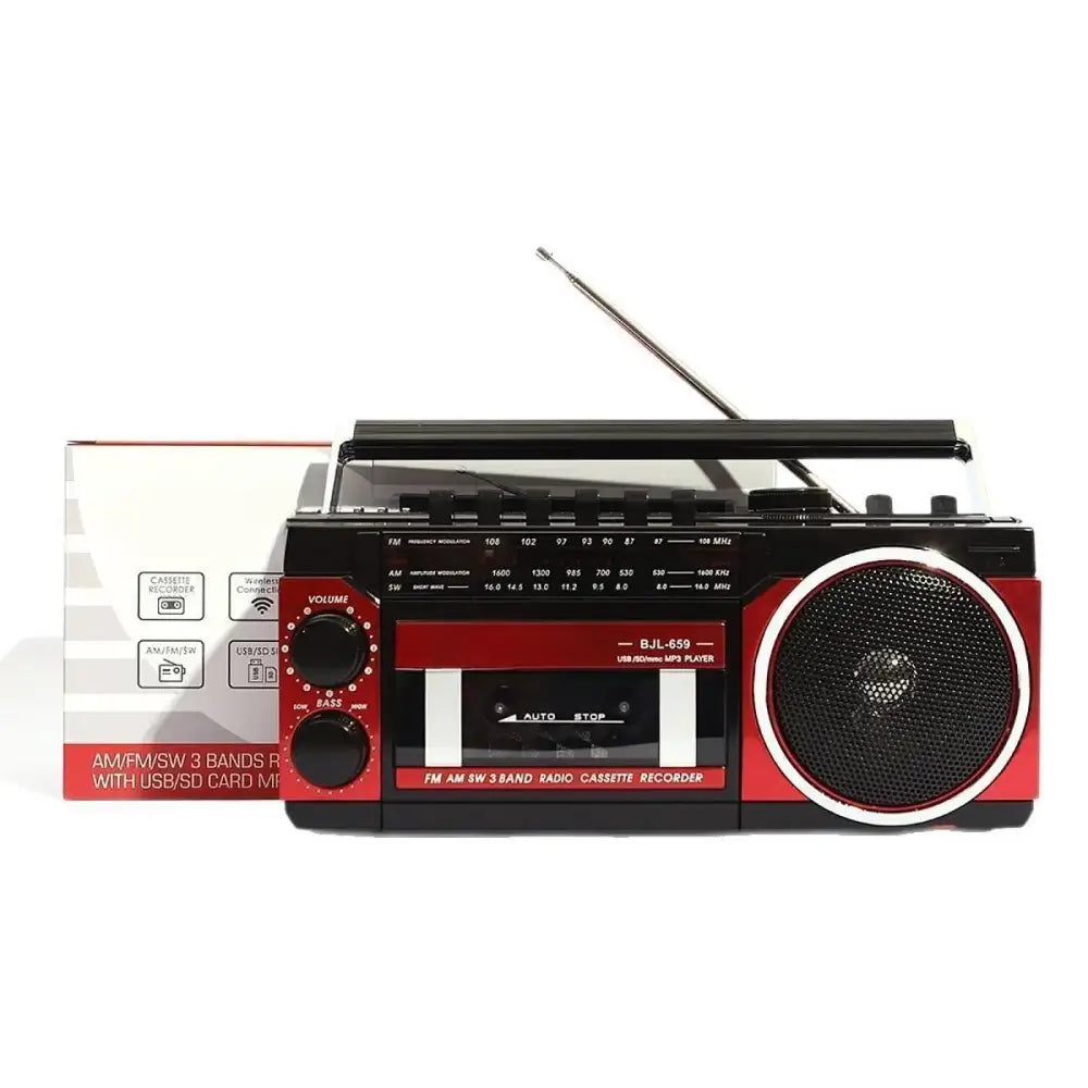 Multifunctional Radio Cassette Player 3W AM/FM Radio for Park Home outside Portable Music Player with Cassette Slot