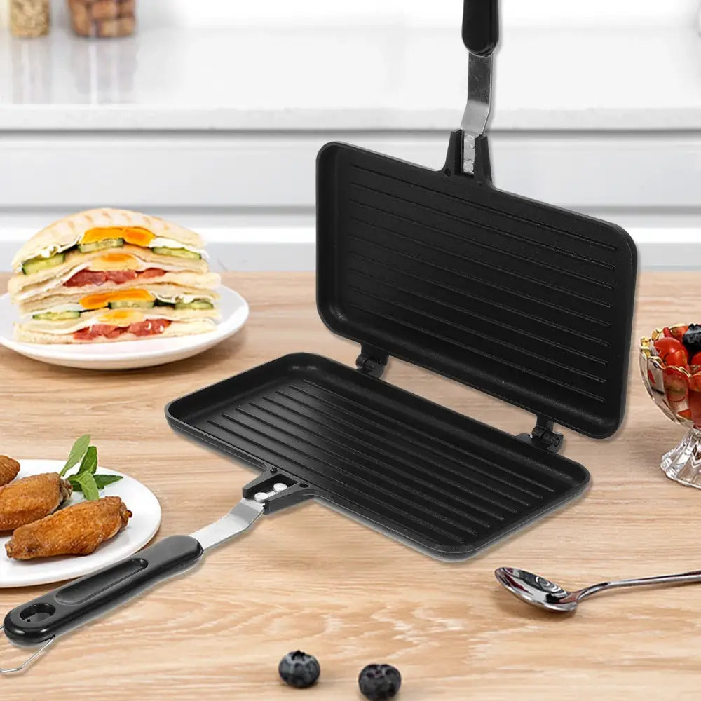 Multifunctional Sandwich Toaster & Nonstick Pan – Kitchen Appliance - 35.00X23.20X3.00CM - SS