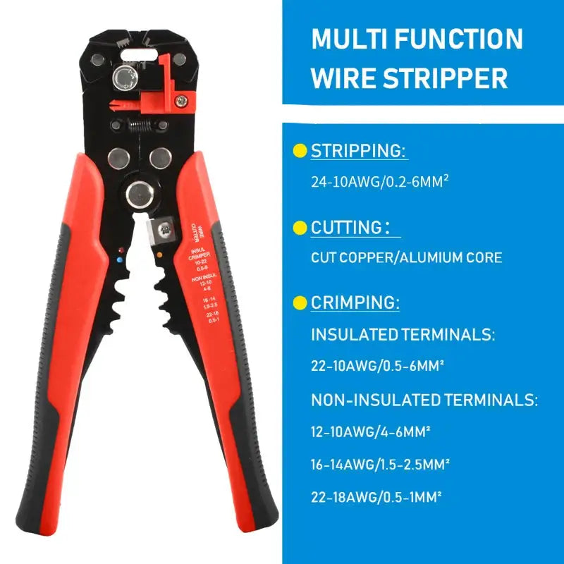Multifunctional Wire Stripper & Crimper Pliers (different models available) - Red 1 / Cable Cutter - HBC