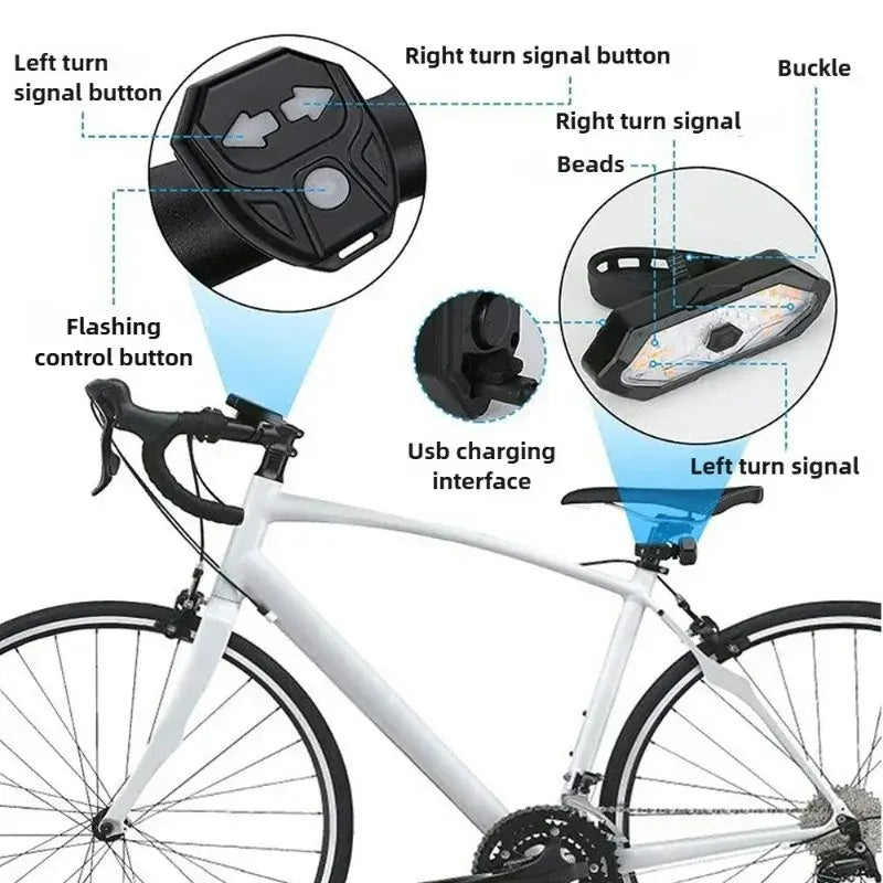 New Remote Control Turn Signal Tail Light Usb Rechargeable Waterproof High-brightness 40-led Bicycle Tail Light