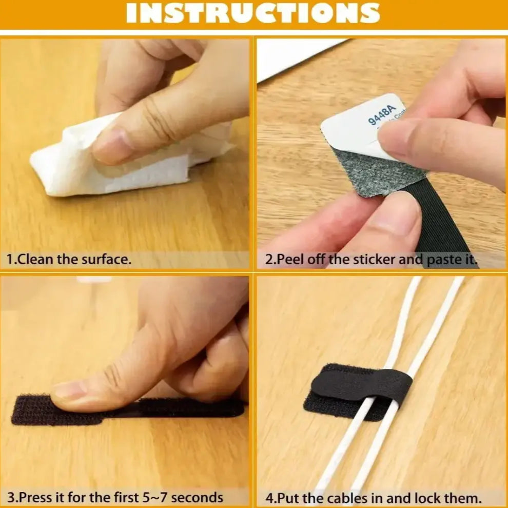 New Reusable Cable Ties Velcro Ties Self-Adhesive Power Cord Cable Holder Adjustable Cord Storage Desktop Organiser