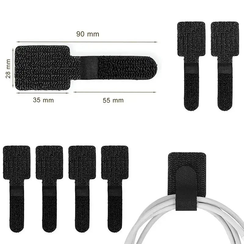 New Reusable Cable Ties Velcro Ties Self-Adhesive Power Cord Cable Holder Adjustable Cord Storage Desktop Organiser