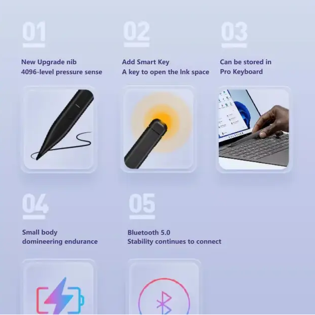 New upgraded Surface Pro 8/9/X/10/11 Bluetooth magnetic professional custom keyboard with pen slot,touchpad,and 7-color