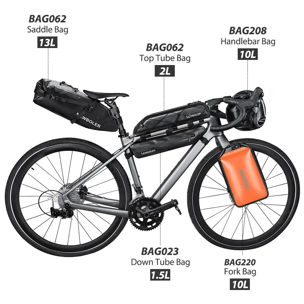 NEWBOLER Waterproof Bikepacking Bag Set Bicycle Travel Bag For Gravel Bike Road Bike Long-Distance Touring Cycling