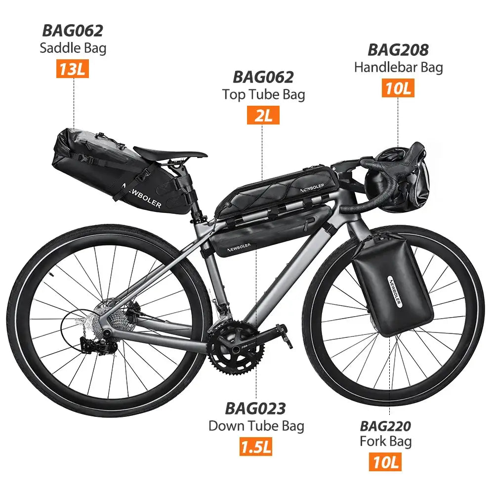 NEWBOLER Waterproof Bikepacking Bag Set Bicycle Travel Bag For Gravel Bike Road Bike Long-Distance Touring Cycling