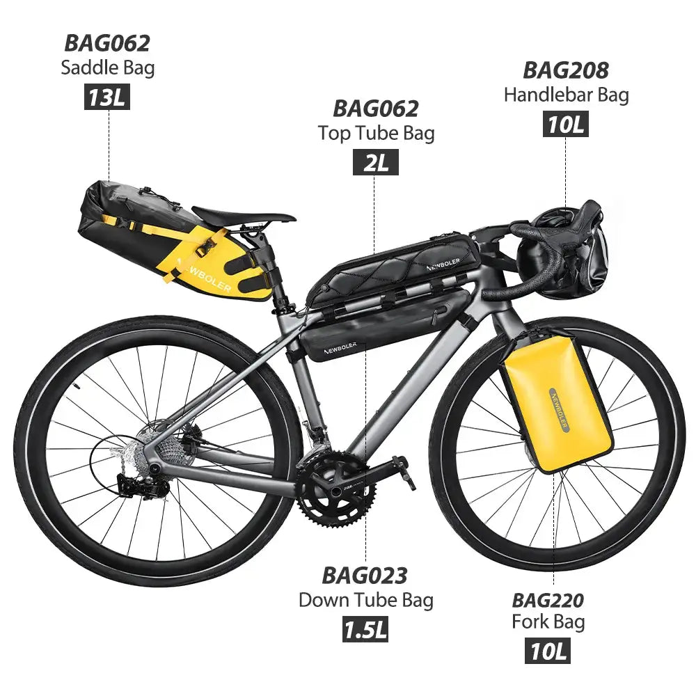 NEWBOLER Waterproof Bikepacking Bag Set Bicycle Travel Bag For Gravel Bike Road Bike Long-Distance Touring Cycling