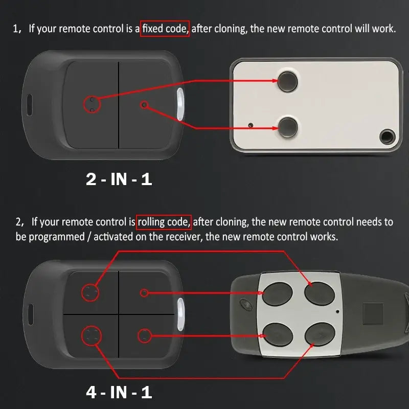 Newest 280MHz-868MHz Multifrequency Garage Door Remote Control Duplicator 433MHz 868MHz Auto Scan Clone Code Grabber