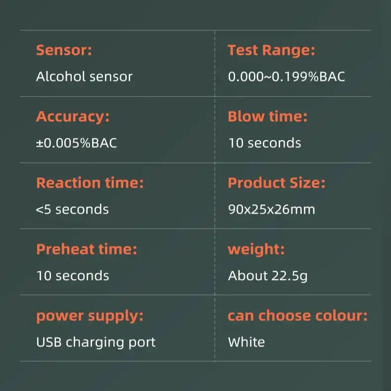 Non-Contact High-Precision Alcohol Tester - Breathalyzer - HBC