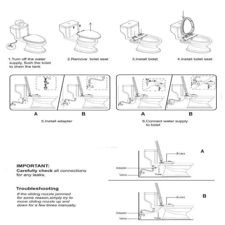 Non-Electric Dual Nozzle Toilet Seat Attachment (different types available) - SS