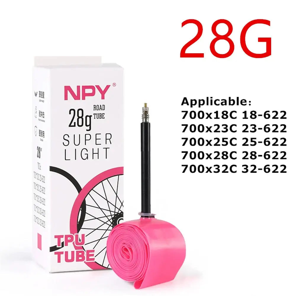 NPY 1Pcs Ultralight 28g Bike TPU Inner Tube 700X18 25 28 32 Road Bicycle TPU Material Tire 45mm/65mm/85mm Length French