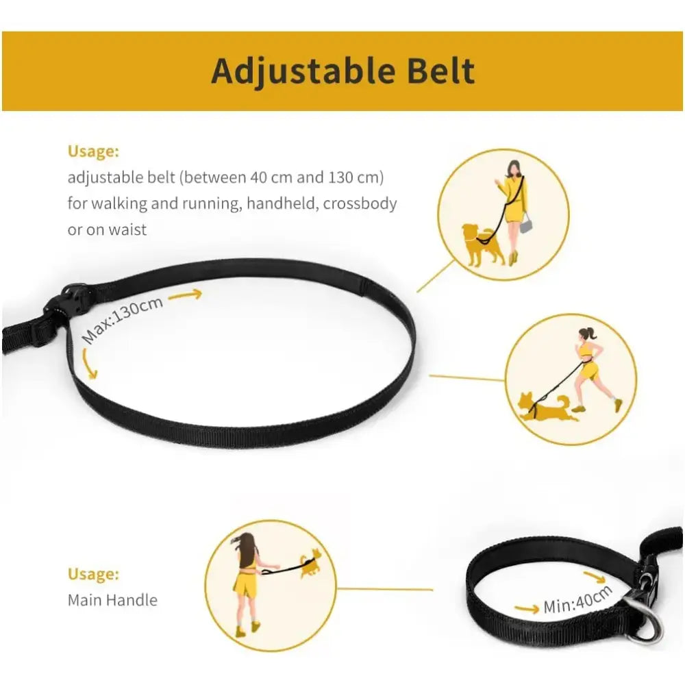 Nylon Hands-Free Dog Leash (2.5×250cm) - Black / 2.5X250cm - SS