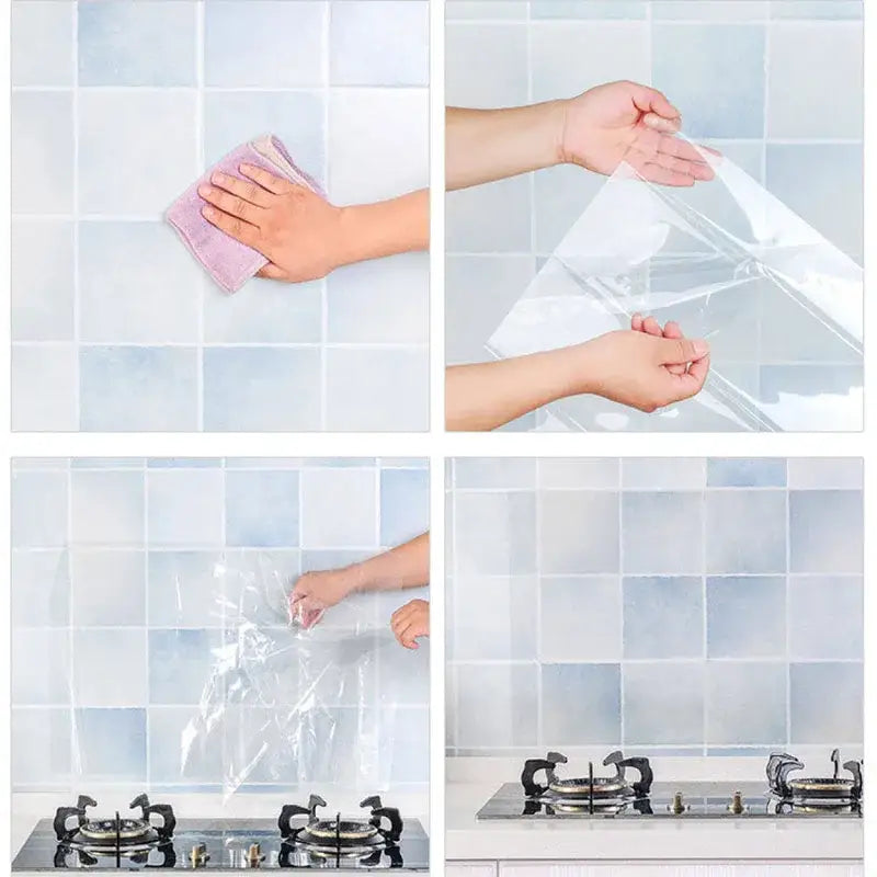 Oil-Proof Kitchen Wall Self-Adhesive Tiles – Transparent (5 different sizes available) - SS