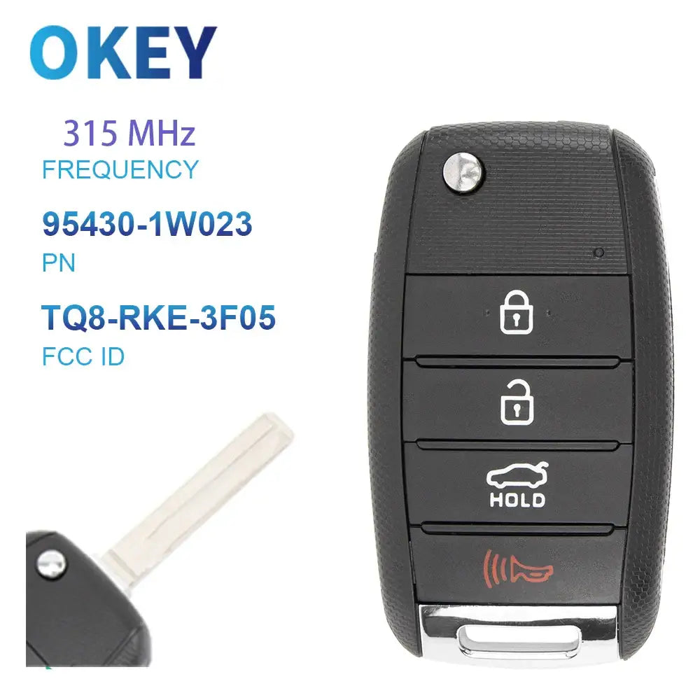 Okey Remote Car Key TQ8-RKE-3F05(UB14MY) 315MHz OSLOKA- OKA875T 433MHz PN: 95430-A7200 For Kia Forte 2017-2018 - 315MHz