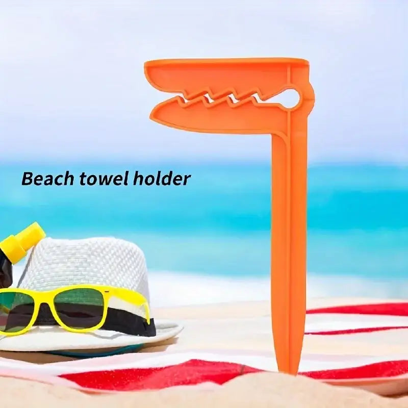 Outdoor Beach & Picnic Mat Towel Holder – Windproof Camping Tool (4pcs) - SS