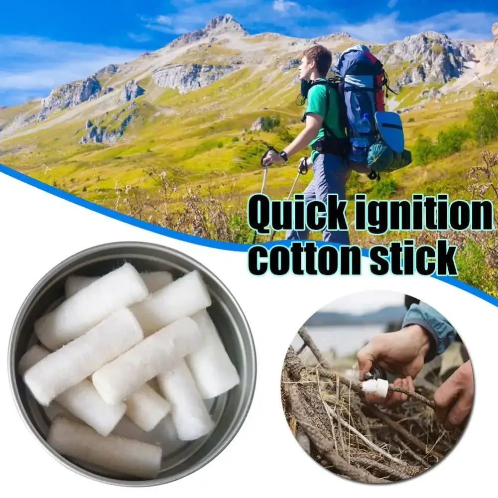 Outdoor Camping Paraffin Swab Survival Fire Starting Starter Tool Cord Gear Rope Fire Kit Waxbraided Natural Tinder
