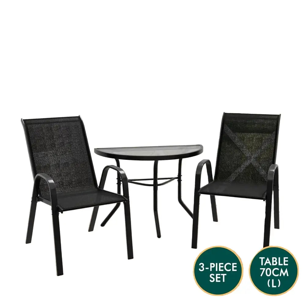 Outdoor Dining Set – 1 Semicircular Patio Table & 2 Chairs - SS