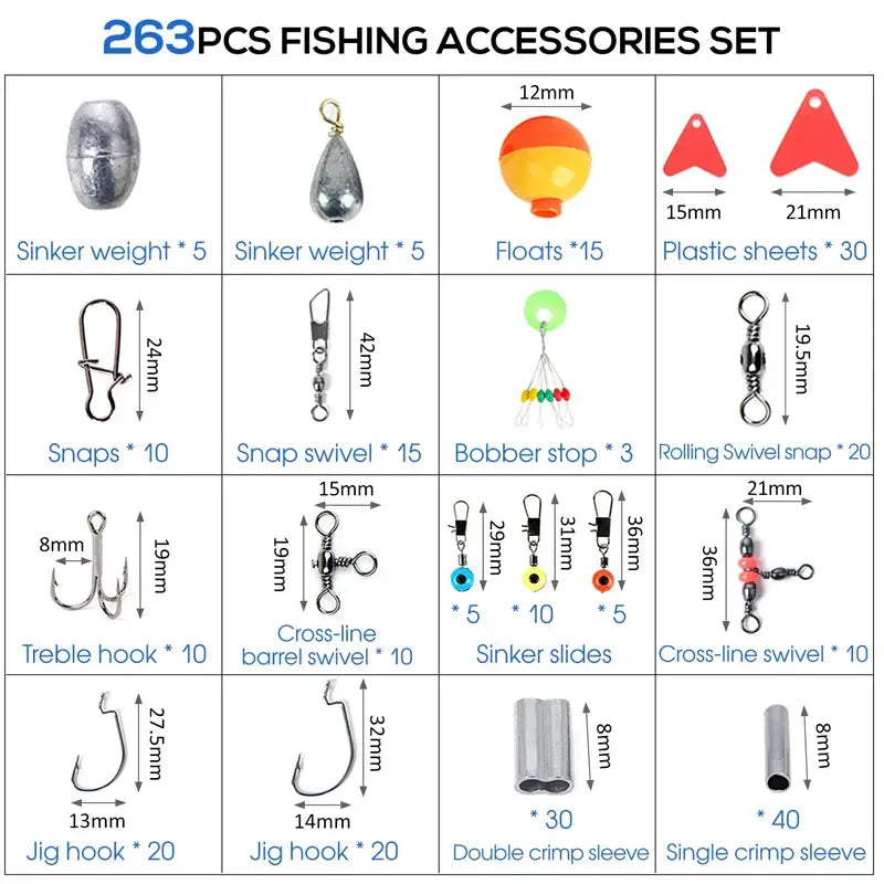 Outdoor Fishing Accessories Set with Tackle Box (263pcs) - SS