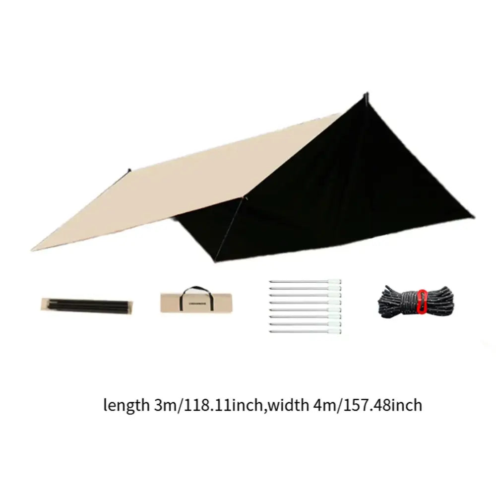 Outdoor Portable Waterproof Tarp 3m x 4m (3 colours available) - Beige Black / 3x4m - SS