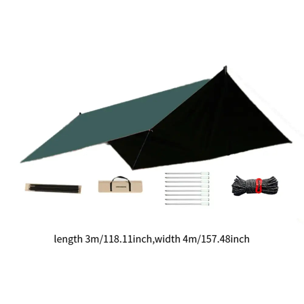 Outdoor Portable Waterproof Tarp 3m x 4m (3 colours available) - Green Black / 3x4m - SS