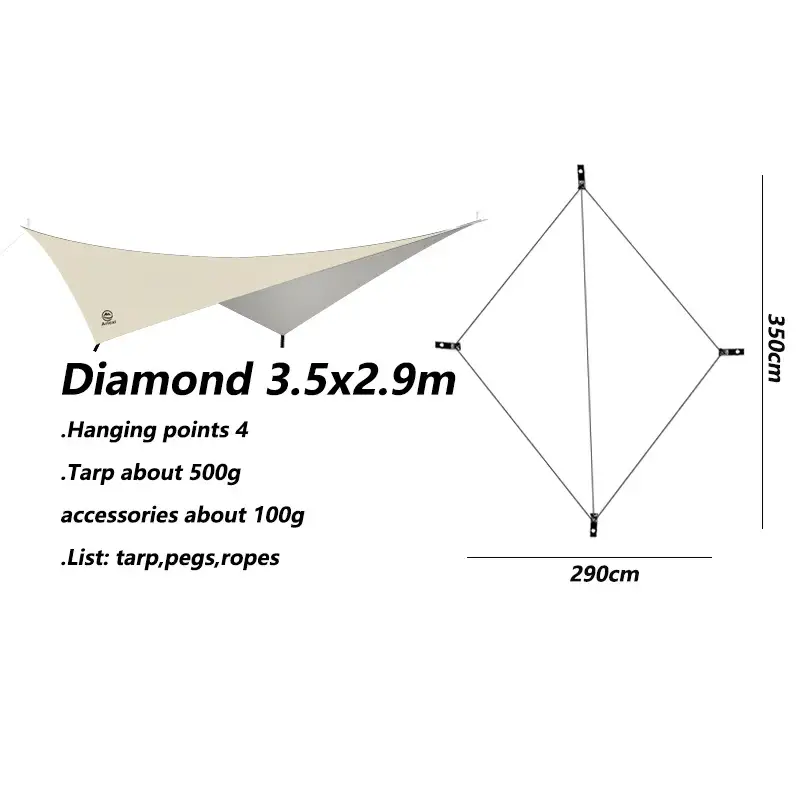 Outdoor UV resistant Tarp - diamond khaki