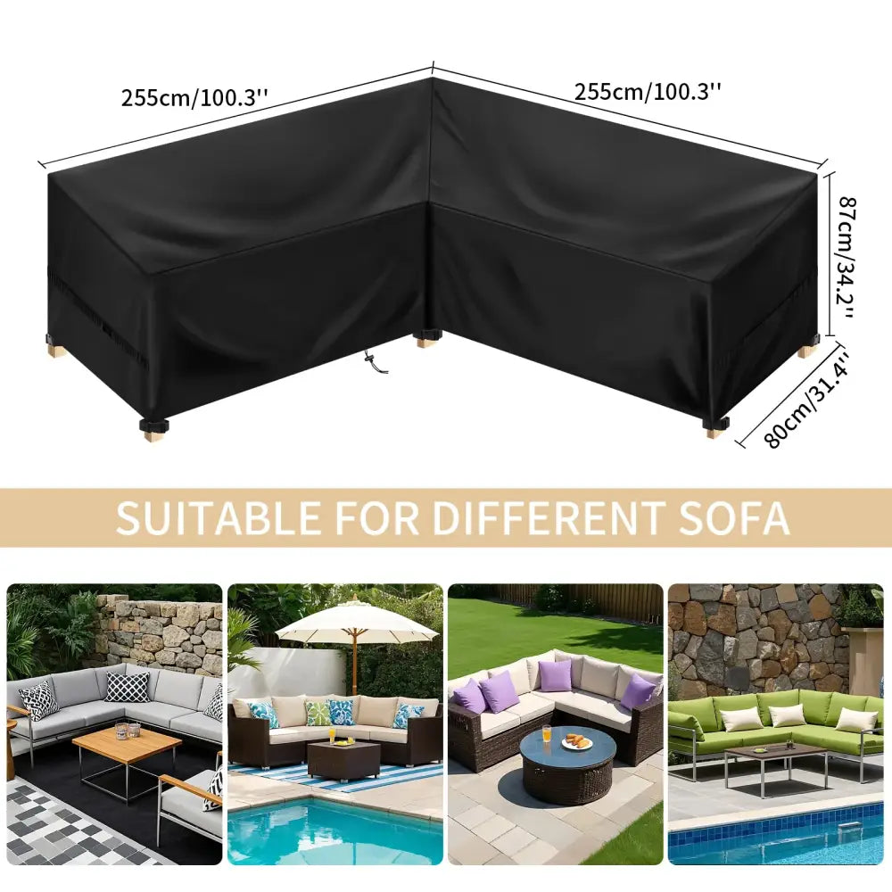 Outdoor Waterproof L-Shape Sofa Cover – Heavy-Duty Weather Protection (different sizes available) - 255x255x87cm / Sofa