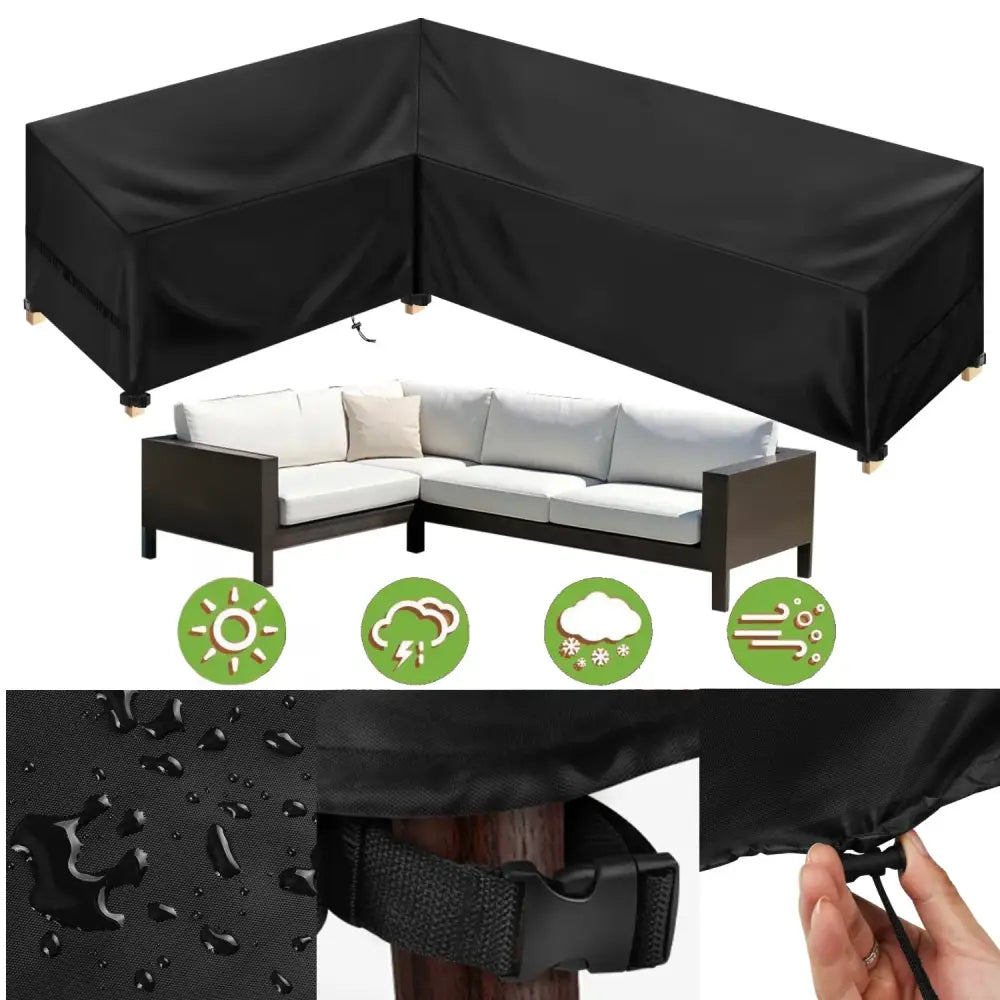 Outdoor Waterproof L-Shape Sofa Cover – Heavy-Duty Weather Protection (different sizes available) - SS
