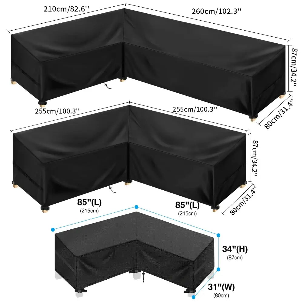 Outdoor Waterproof L-Shape Sofa Cover – Heavy-Duty Weather Protection (different sizes available) - SS