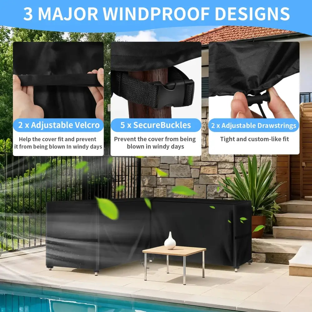 Outdoor Waterproof L-Shape Sofa Cover – Heavy-Duty Weather Protection (different sizes available) - SS