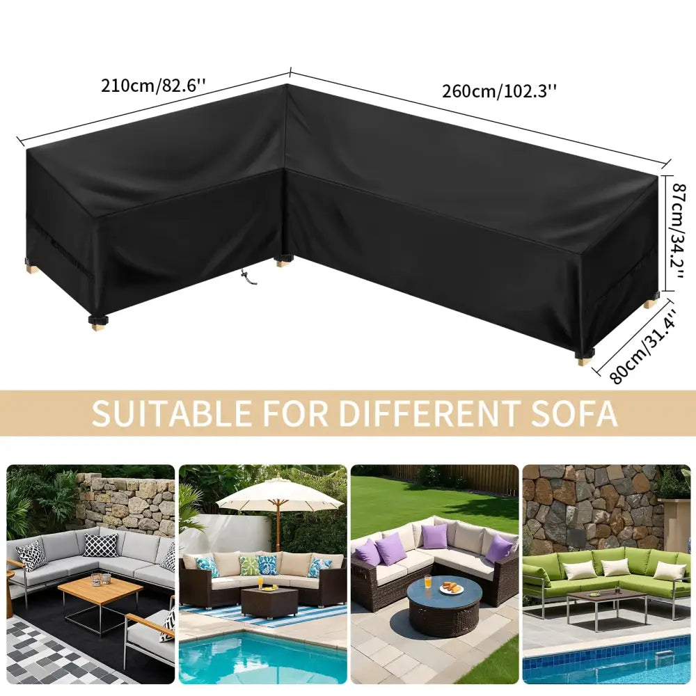 Outdoor Waterproof L-Shape Sofa Cover – Heavy-Duty Weather Protection (different sizes available) - 210x260x87cm / Sofa