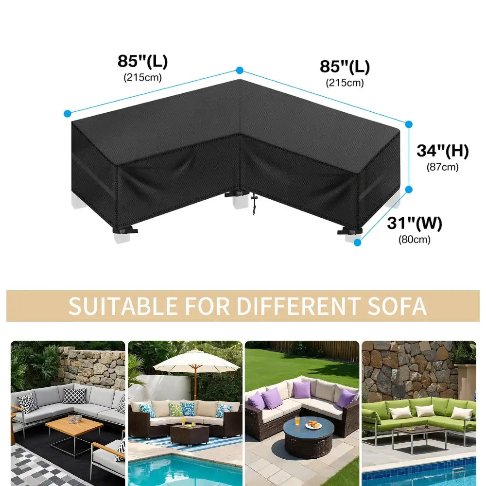 Outdoor Waterproof L-Shape Sofa Cover – Heavy-Duty Weather Protection (different sizes available) - 215x215x87cm / Sofa