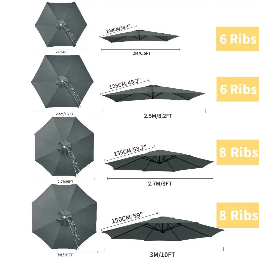 Parasol Replacement Cover – 6 or 8 Ribs (6 colours available) - SS
