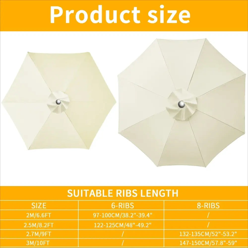 Parasol Replacement Cover – 6 or 8 Ribs (6 colours available) - SS