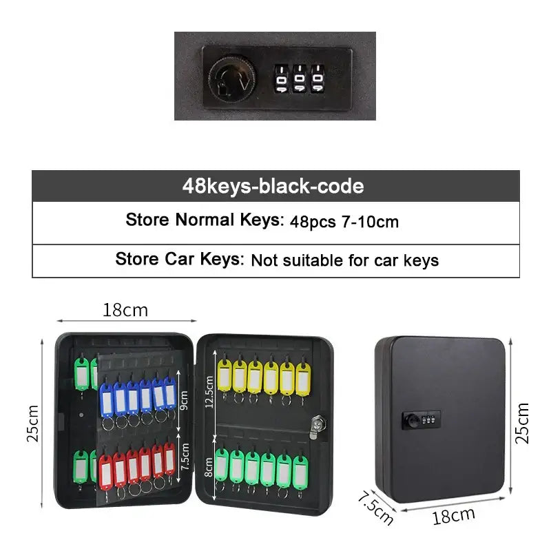 Password Key Lock Storage Box (different sizes available) - 48keys-black-code / Multi Key Lock Box - SS