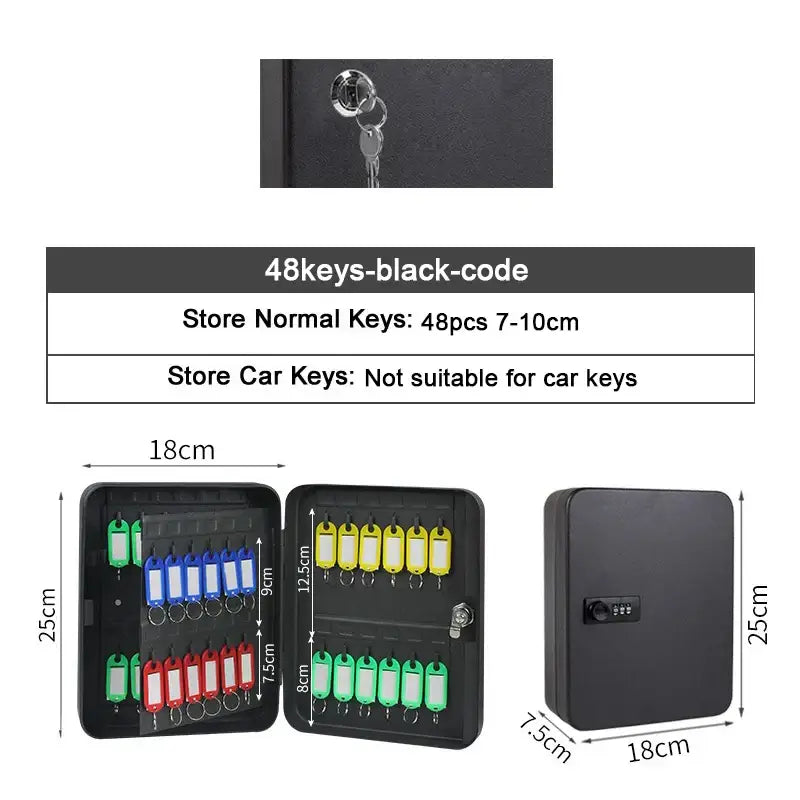 Password Key Lock Storage Box (different sizes available) - 48keys-black-key / Multi Key Lock Box - SS