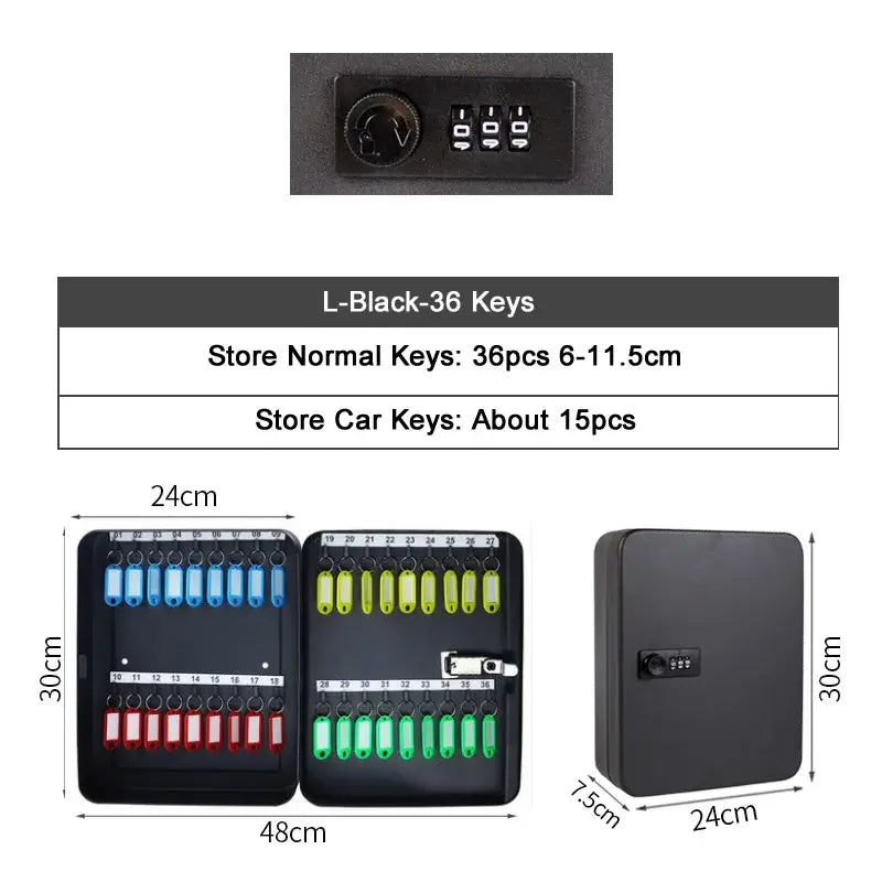 Password Key Lock Storage Box (different sizes available) - L-Black-Code / Multi Key Lock Box - SS
